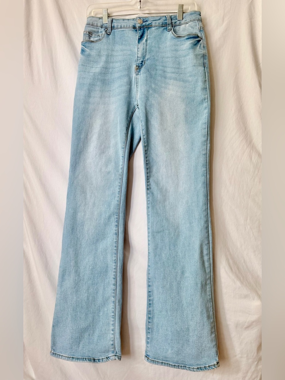 Sustainable Denim Light Wash Wide Leg Wax Jean